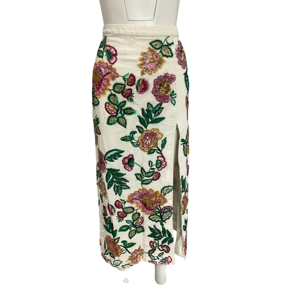Misa Los Angeles Embellished Paisley Floral Thara Skirt Size L - Picture 2 of 4